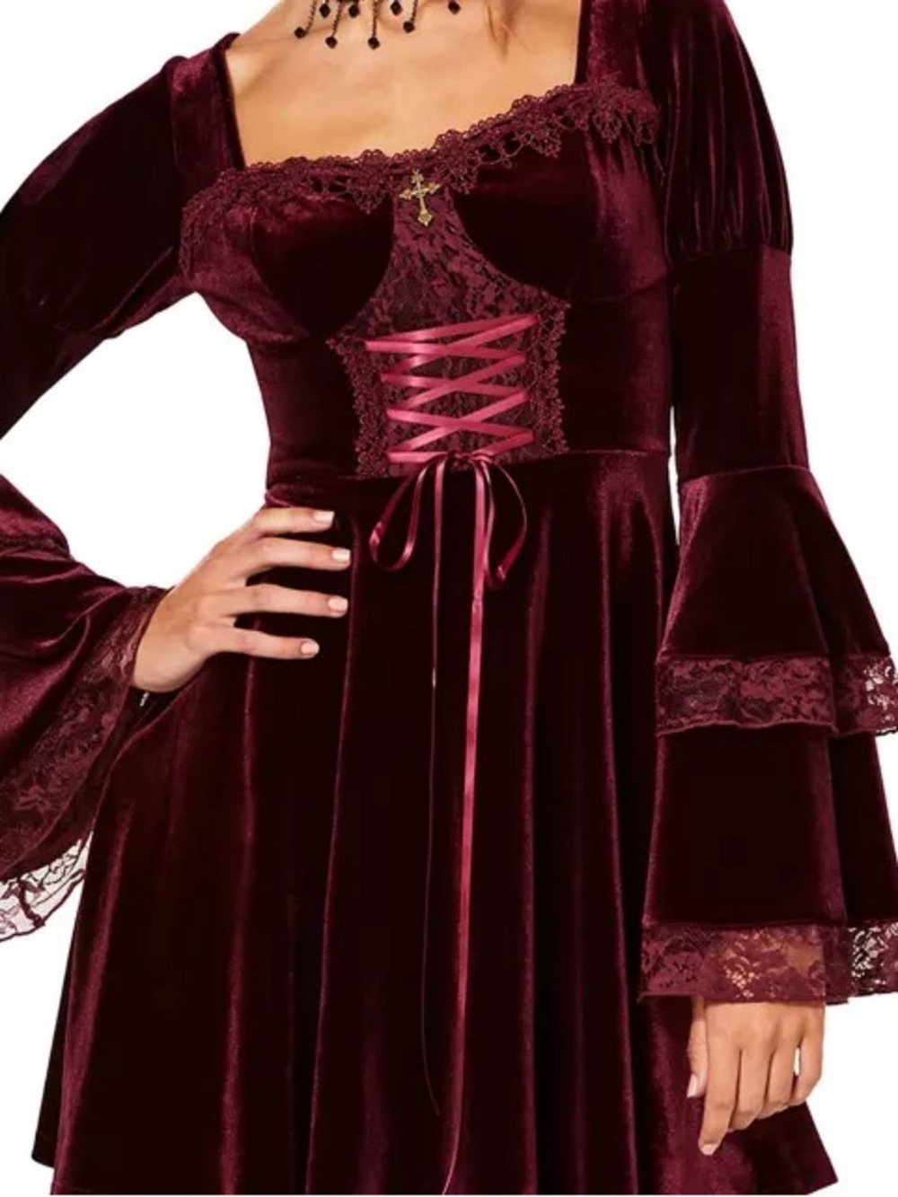 Spirit Velvet Lace-Up Burgundy witch costume
